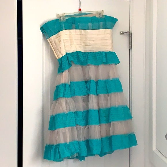 Betsey Johnson Blue and White Ruffle Dress - Picture 3 of 6